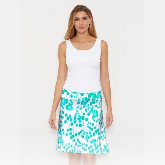 New Reversible Front Back Silky Skirt Whimsy Rose Brenda Pome turqoise, small - Picture 1 of 11